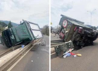 Motorhome uruguaio que vinha para Gramado tomba em Morro Reuter