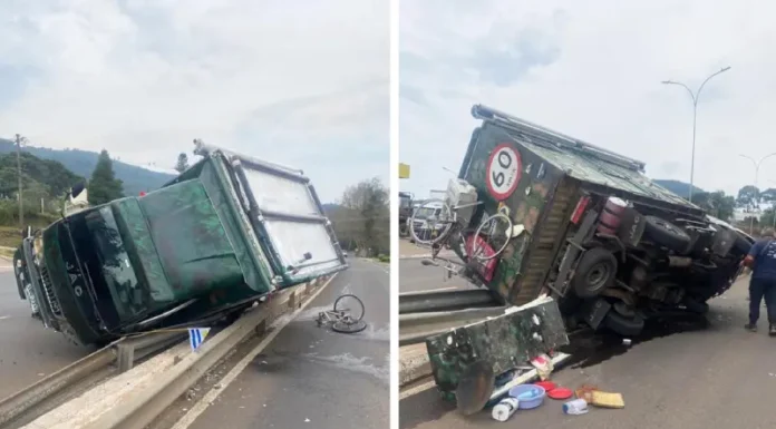 Motorhome uruguaio que vinha para Gramado tomba em Morro Reuter
