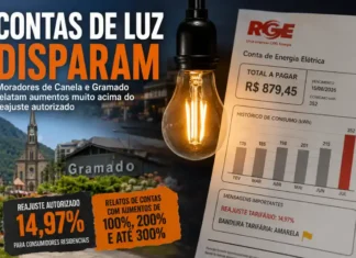 Contas de luz assustam moradores de Canela e Gramado com aumentos muito acima do reajuste autorizado