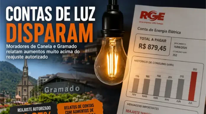 Contas de luz assustam moradores de Canela e Gramado com aumentos muito acima do reajuste autorizado