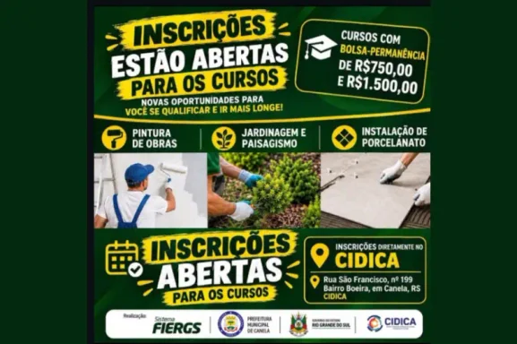 Cidica abre inscrições para cursos de qualificação profissional com bolsas de até R$ 1,5 mil