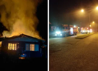 Incêndio atinge residência no bairro Campo do Meio, em São Francisco de Paula