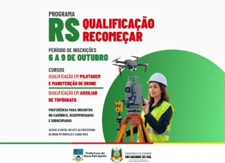 Prefeitura de Nova Petrópolis abre inscrições para cursos de Pilotagem de Drone e Auxiliar de Topógrafo