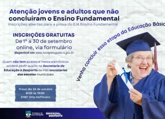 Inscrições abertas para a Prova de Certificação do Ensino Fundamental para Jovens e Adultos