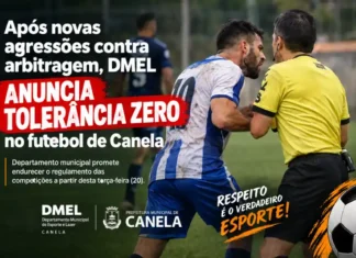 DMEL anuncia tolerância zero após novas agressões contra arbitragem no Campeonato Varzeano de Canela