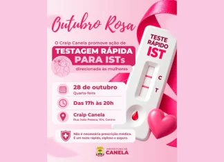 Outubro Rosa: Prefeitura de Canela promove testagem rápida para ISTs nesta quarta-feira