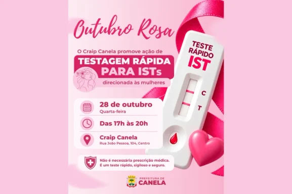 Outubro Rosa: Prefeitura de Canela promove testagem rápida para ISTs nesta quarta-feira