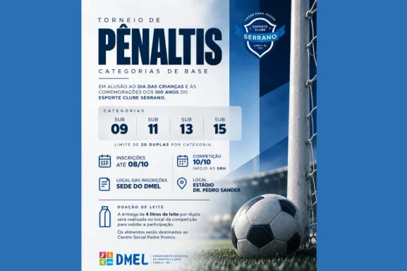 Abertas inscrições para o Torneio de Pênaltis das Categorias de Base